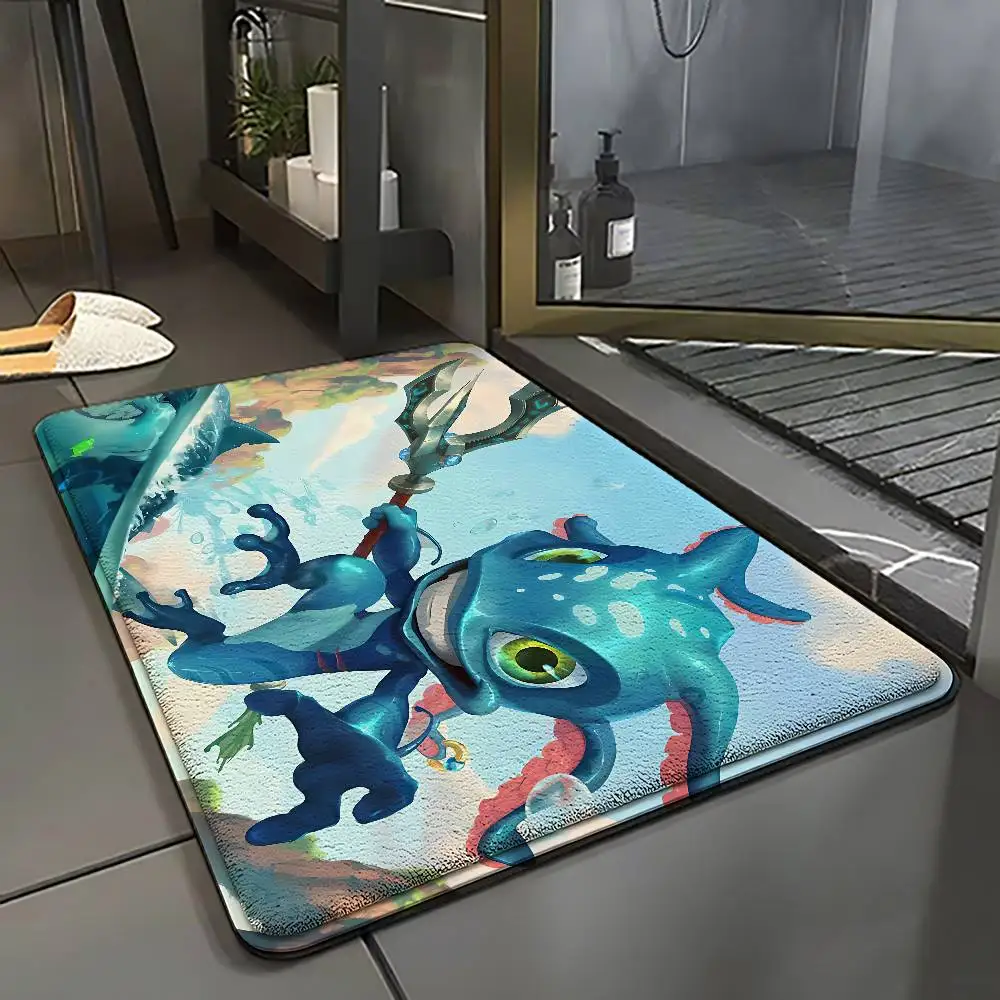 Fizz LOL League Of Legends Home Durable Floor Mat For Entrance Bedroom Washroom Bathroom Doorways Absorbent Non-Slip Foot Mats