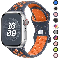 애플 워치 밴드용 스트랩, 통기성 스포츠 팔찌, iwatch 시리즈 8 SE 7 6 5 9 울트라, 44mm, 49mm, 45mm, 40mm, 41mm, 38mm, 42mm