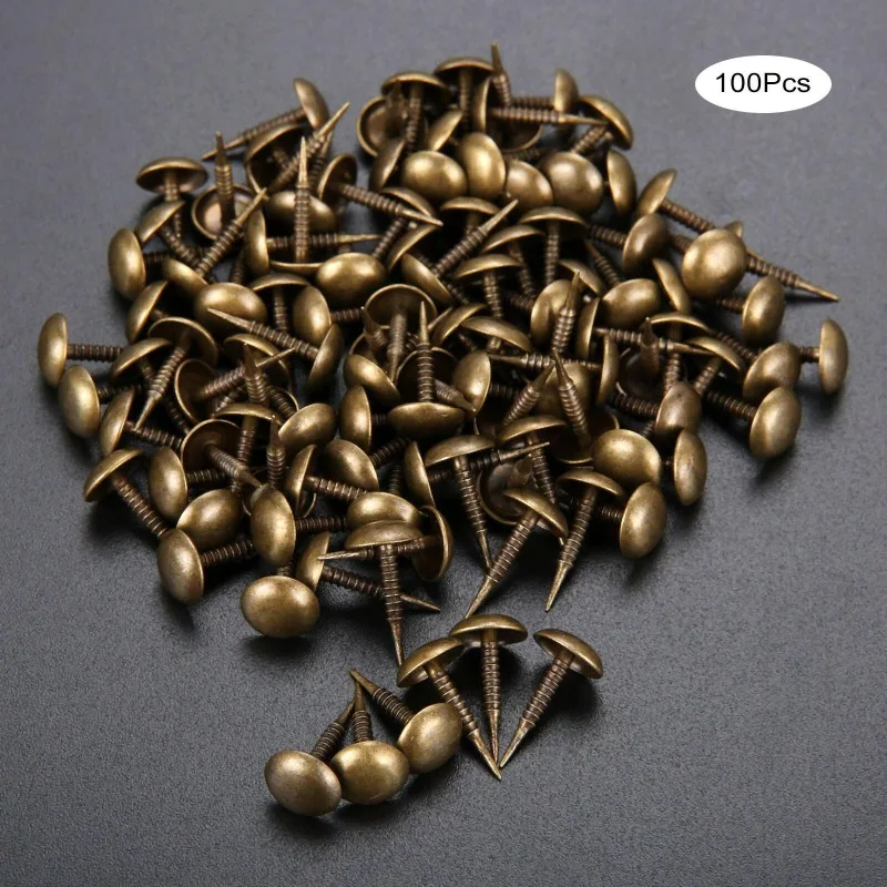 100Pcs Antique Bronze Upholstery Nails Jewelry Wood Box Sofa Tack Stud Pushpin Doornail Furniture Home Decor 8mm*15mm Hardware