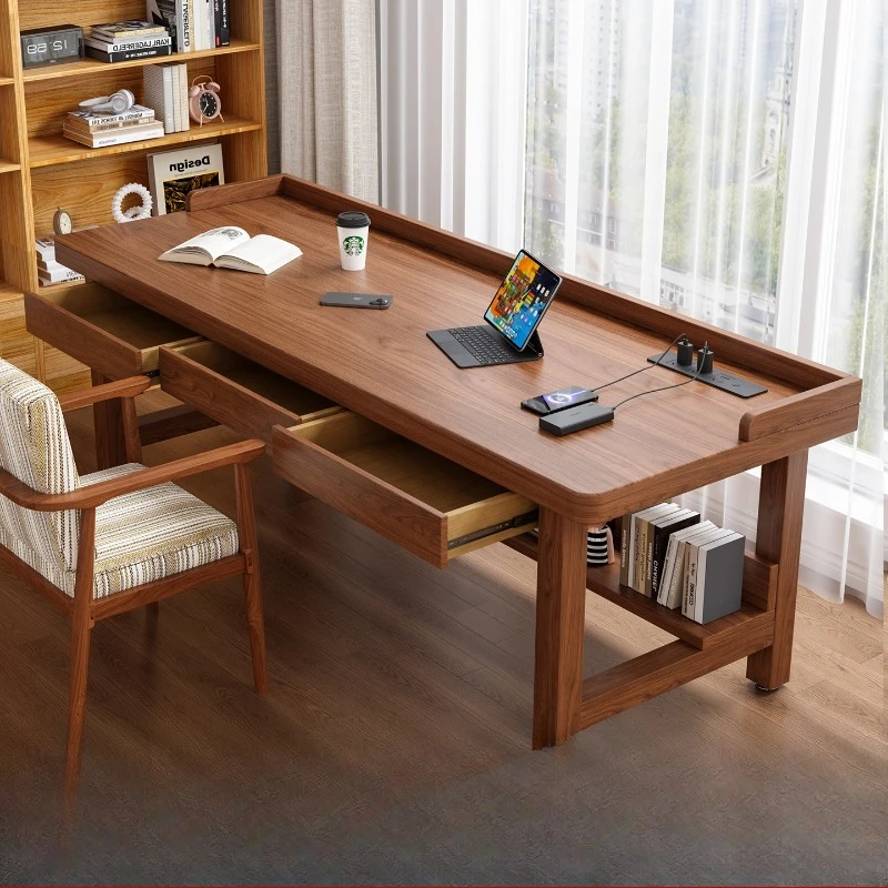 

All solid wood baffle desk with drawers, sofa, long table, writing study table, student computer desk