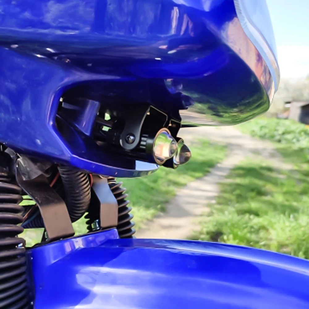 Motocykl Mini światło drogowe reflektor uniwersalny dwukolorowy skuter ATV do dodatkowej lampy punktowej Moto akcesoria do świateł przeciwmgielnych — zdjęcie 7
