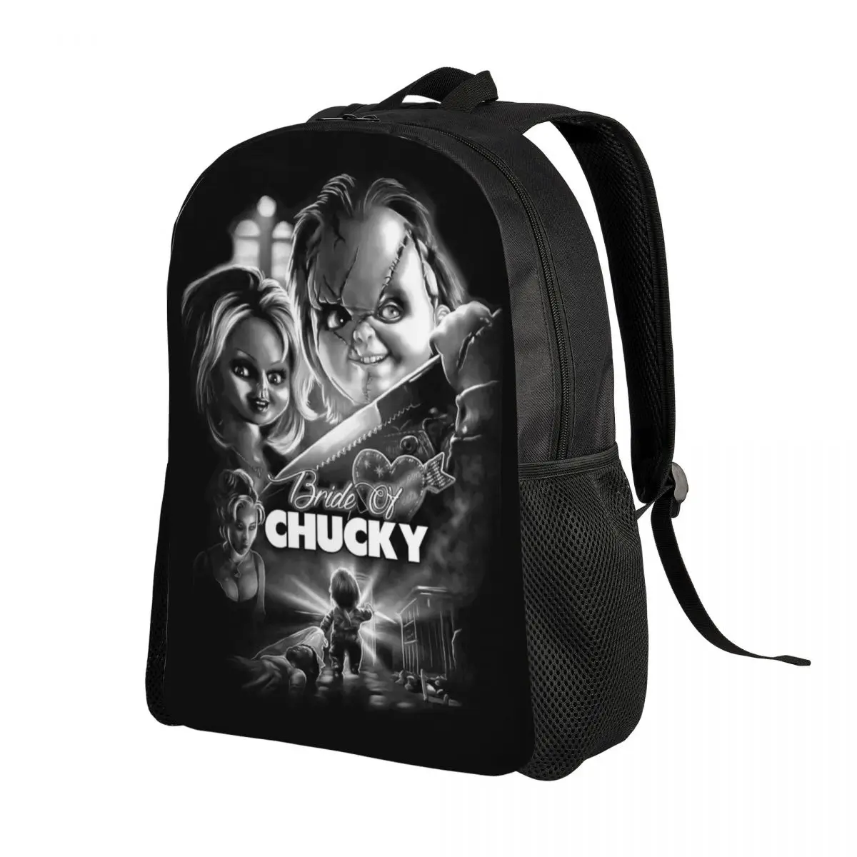 حقيبة ظهر من Bride Of Chucky للأولاد والبنات دمية قاتلة حقائب المدرسة تشاكي الكلية حقائب سفر للنساء والرجال حقيبة كتب تناسب الكمبيوتر المحمول مقاس 15 بوصة