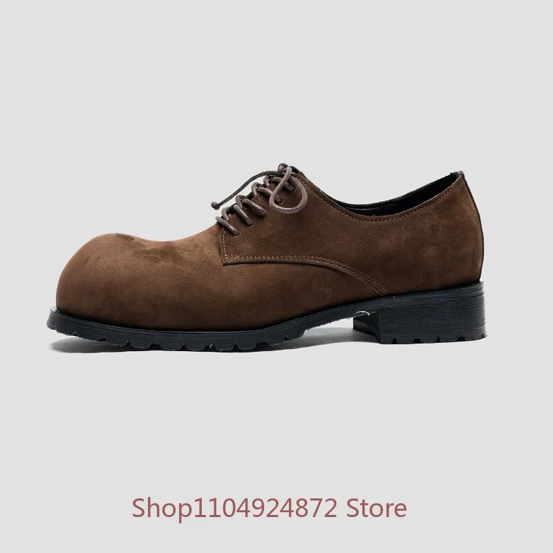 

Luxury Men Shoes Concise Genuine Leather Round Toe Leather Shoes Man Derby Design Commuting Shoes Office Dress Hiking