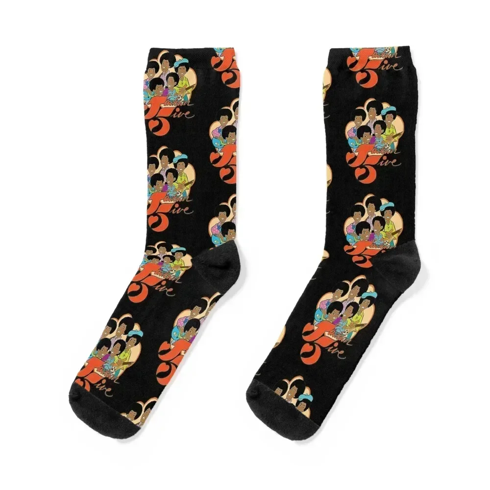 

Vintage Jackson 5 70s Cartoon Retro Vintage Style Distressed Socks hockey luxe Boy Child Socks Women's