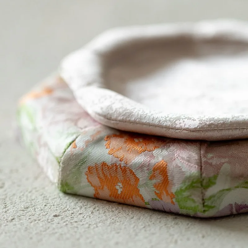 Chinese handmade brocade, fabric solid wood, spare parts tea mat, tea tray, exquisite coaster
