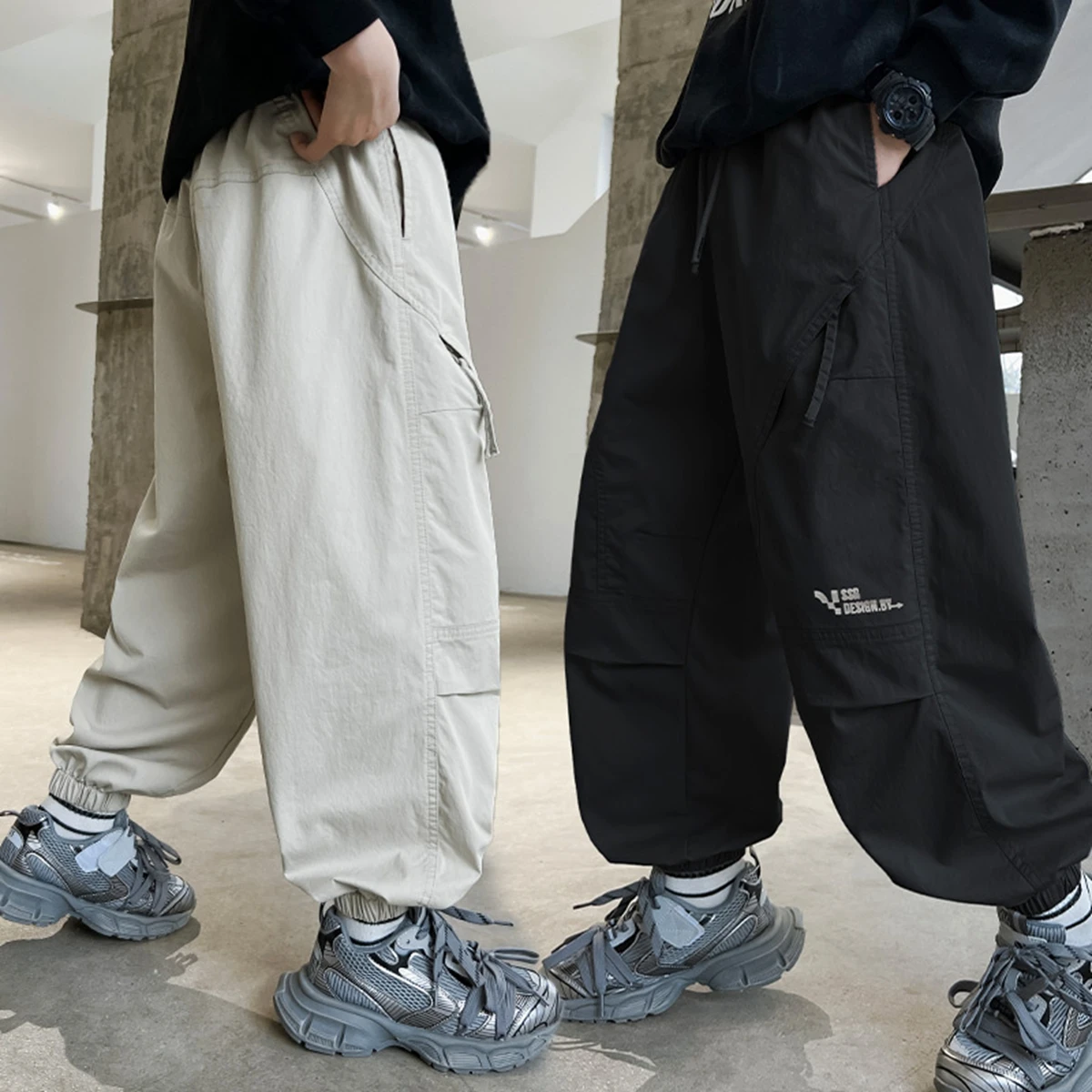 Spring and autumn Boys Cargo Pants Kids Casual Sweatpants Solid Color Sports Thin Trousers Fashion Children's Clothing New 2026