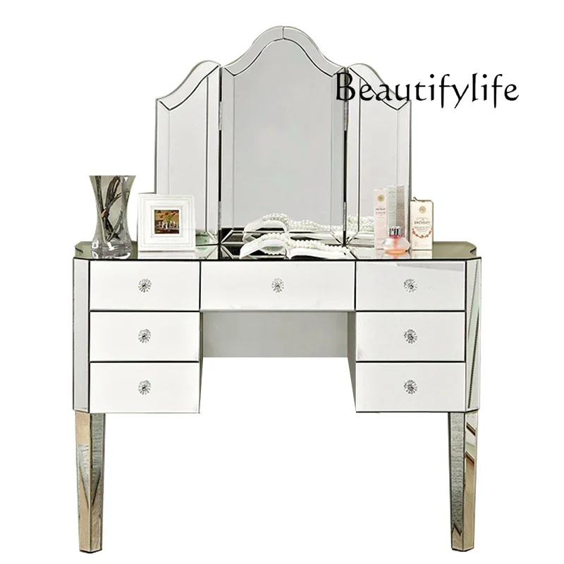 DMirror Dresser Storage Cabinet Integrated Dressing Table Modern Simple Small Apartment Bedroom Dressing Table