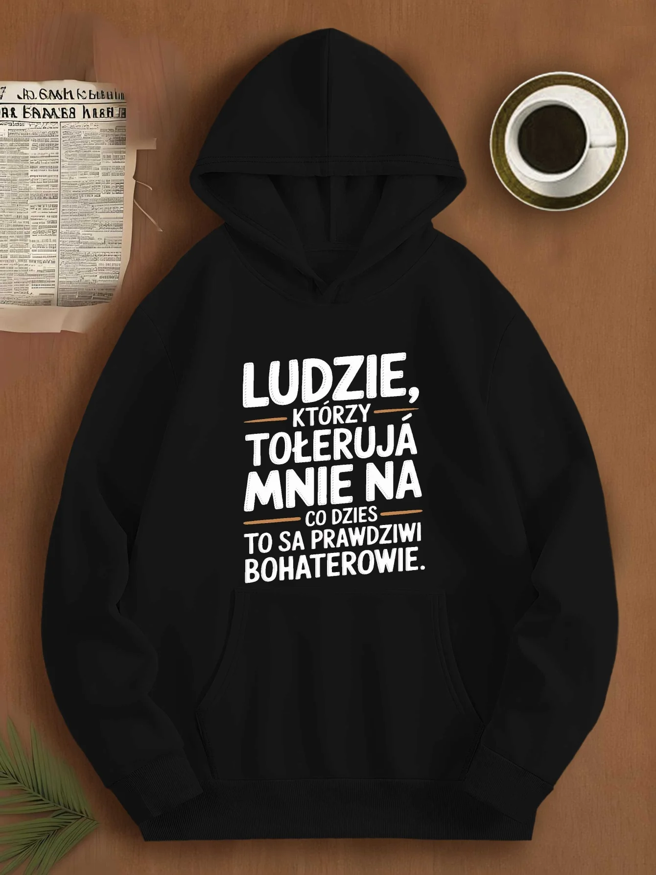 سترة بقلنسوة للرجال من Funny Polish Language Hero - نمط فضفاض وكاجوال مع شعار مضحك #1