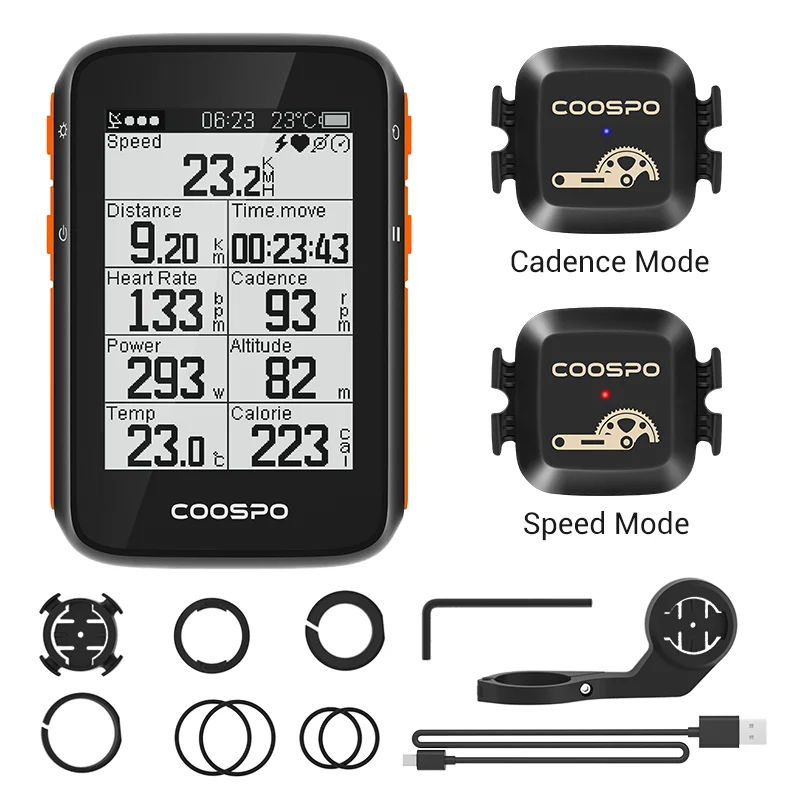 

COOSPO BC200 Wireless Speedometer Cycling Odometer Bicycle Computer GPS Bike 2.6in Bluetooth5.0 ANT+ APP Sync Slope Altitude