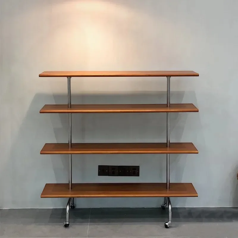 

Storage rack retro mobile edge multi-layer shelf simple trolley living room bookshelf