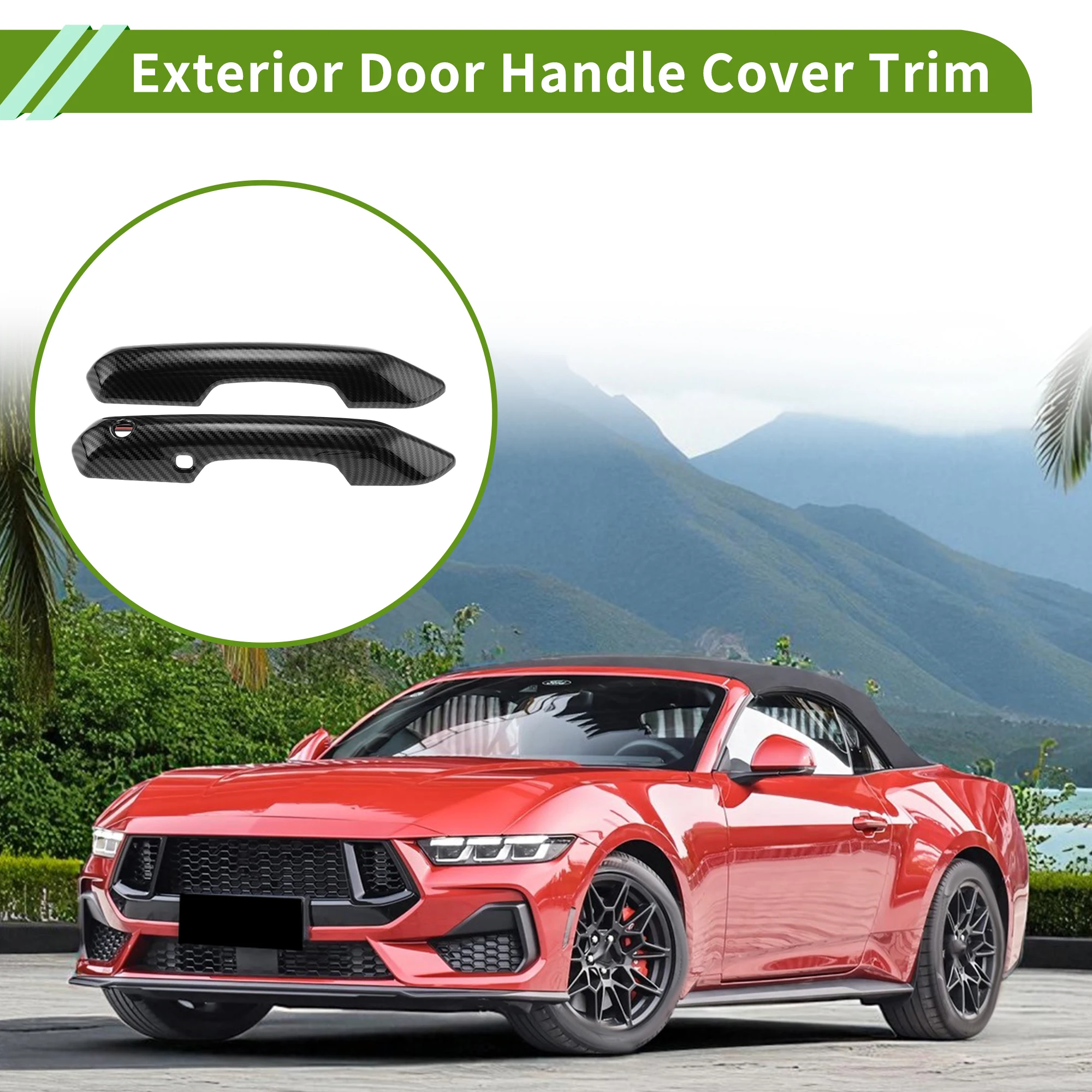 

UXCELL Exterior Door Handle Cover Trim Door Handle Cover for Ford for Mustang 2024-2025 Smart Carbon Fiber Black 1 Set