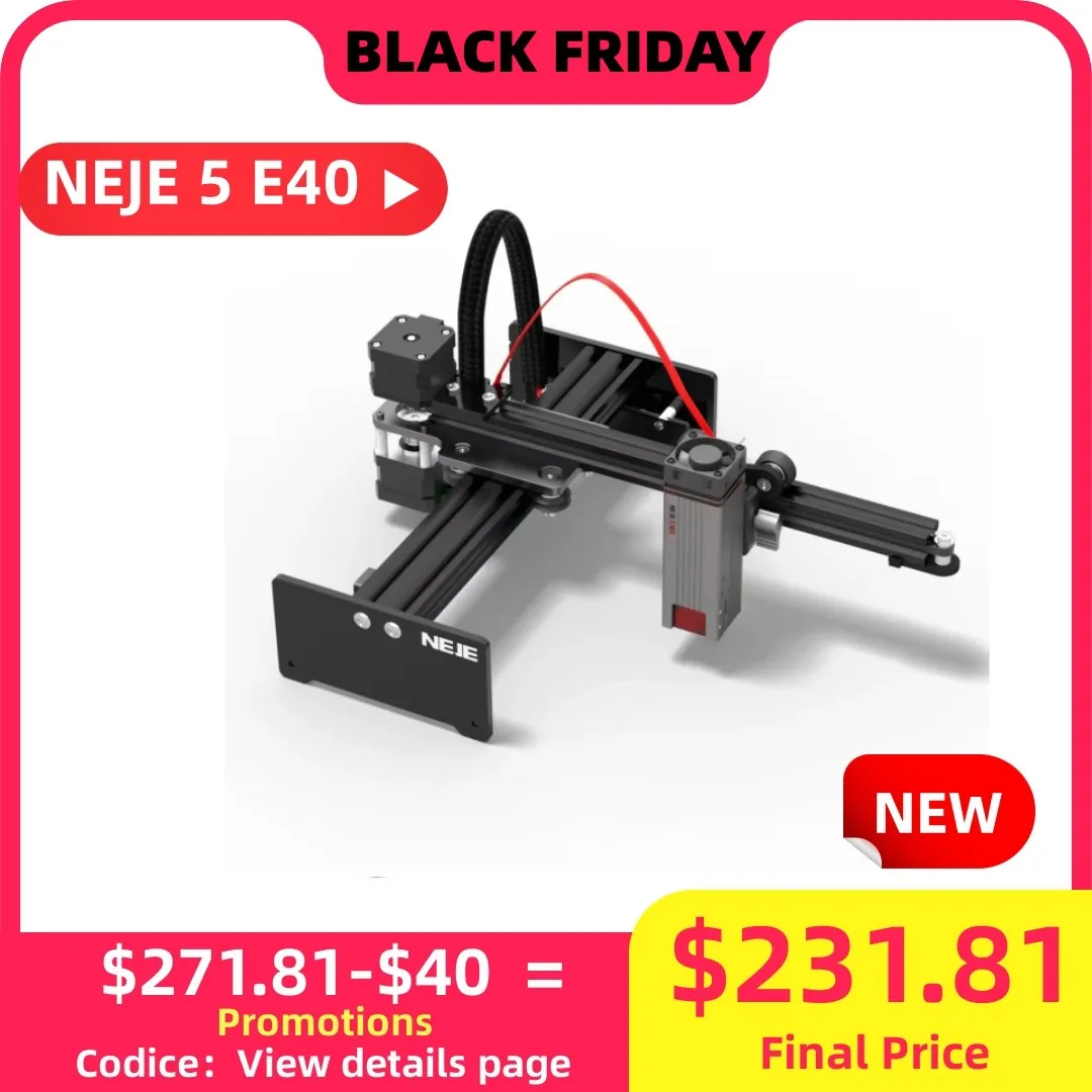 NEJE 5 E40 80W CNC grabador láser máquina de grabado portátil Mini DIY impresora de logotipos láser para grabado de Metal