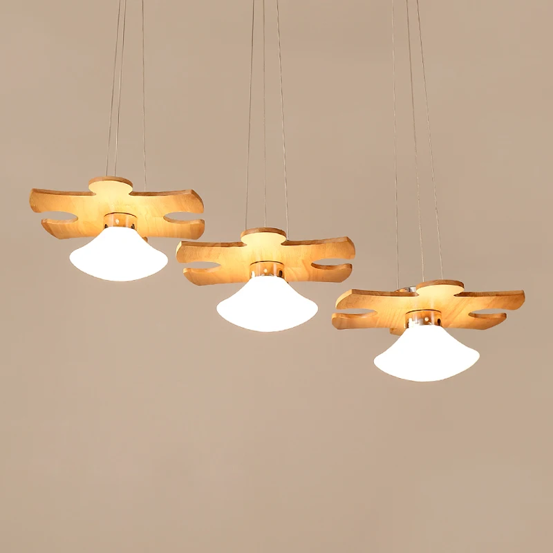 Nordic Puzzle Shape LED 3 Lights Loft Pendant Light Oak Wood Retro Lamp E27 110/220V 90cm Cord Ging Light Fixture