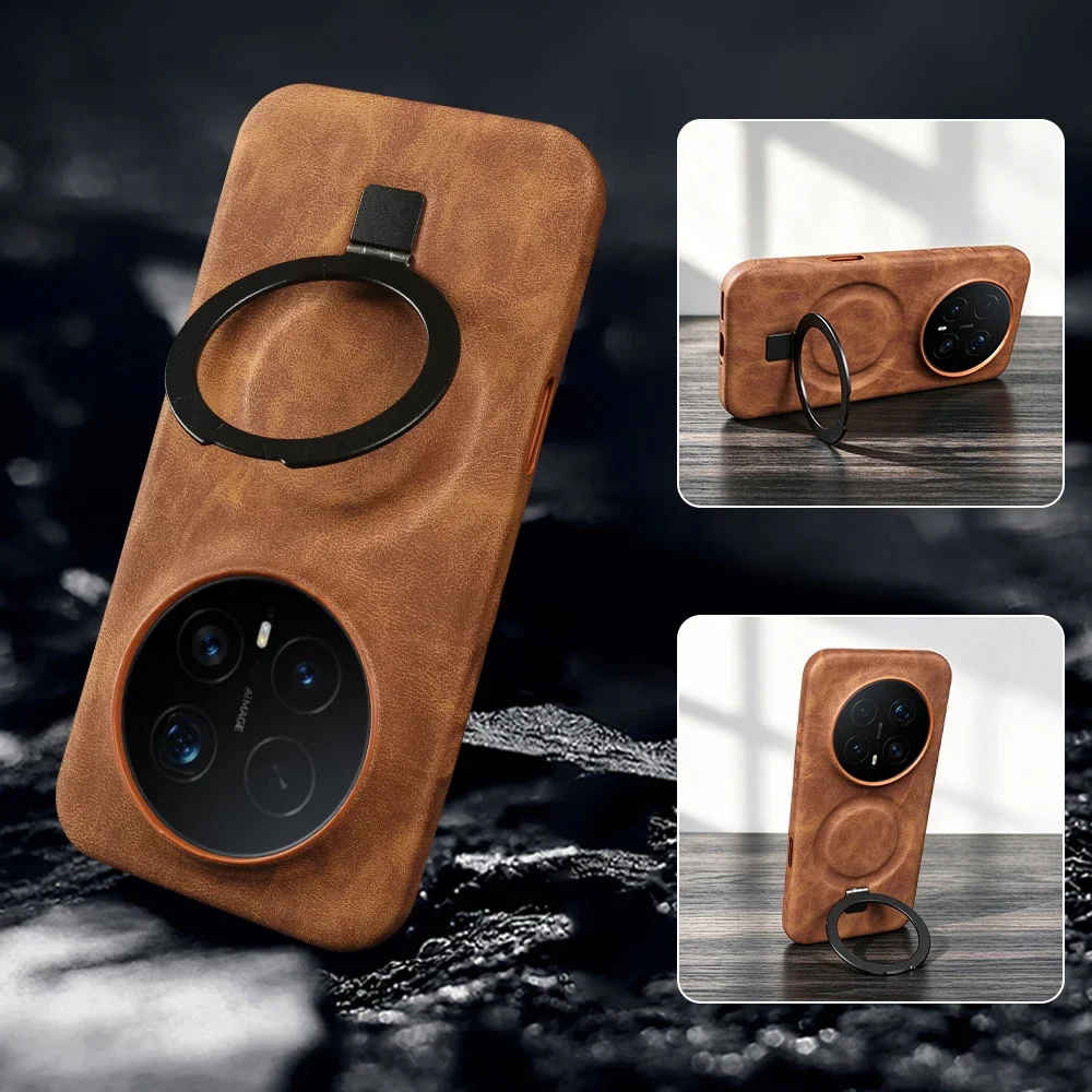 For Magsafe Bracket Leather Case For Honor Magic 8 9 Pro Max Air Magic8 Lite Magic 7 6 5 Pro X9D X70 X9C Phone Cases Back Cover