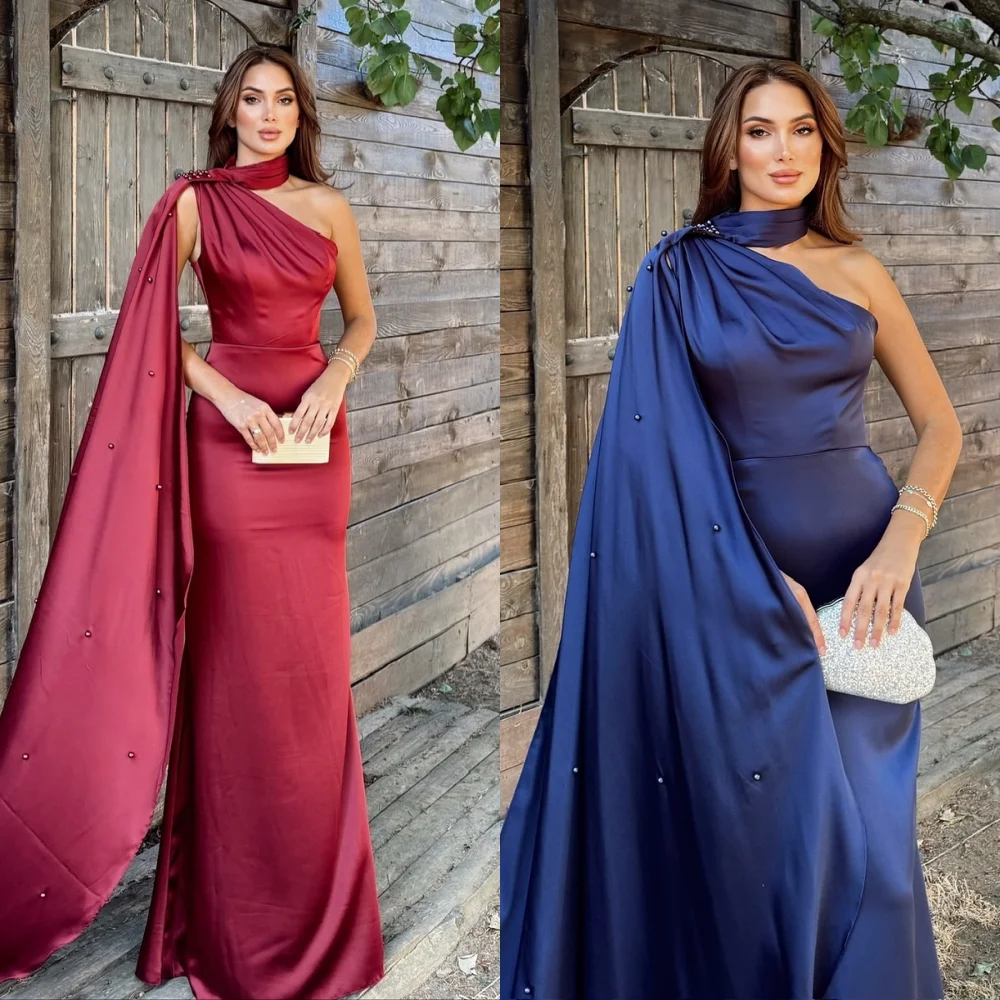 Personalizado estilo moderno elegante jérsei beading plissado em linha reta halter vestidos longos sob medida vestidos de ocasião tamanhos disponíveis retro