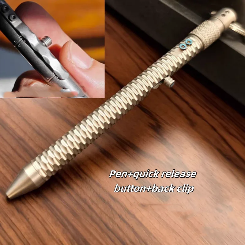 TC4 Titanium Alloy Tactical Pen LED Flashlight EDC Writing Tool Self Defense Keychain Survival Gear Gift for Men