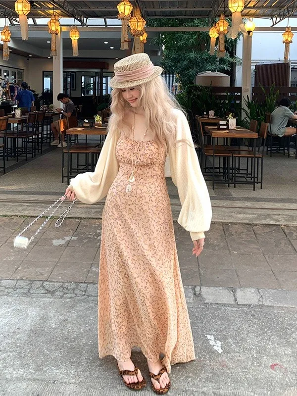 

Женское летнее платье больших размеров с цветочным принтом, приталенное, А-силуэт, длинное, мягкое, в корейском стиле, облегающее