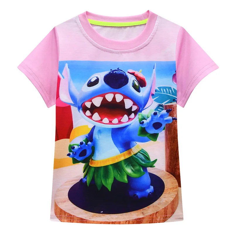 Disney-desenho animado camiseta solta estampada manga curta para crianças, algodão puro, gola redonda, casual, fofa, verão, nova