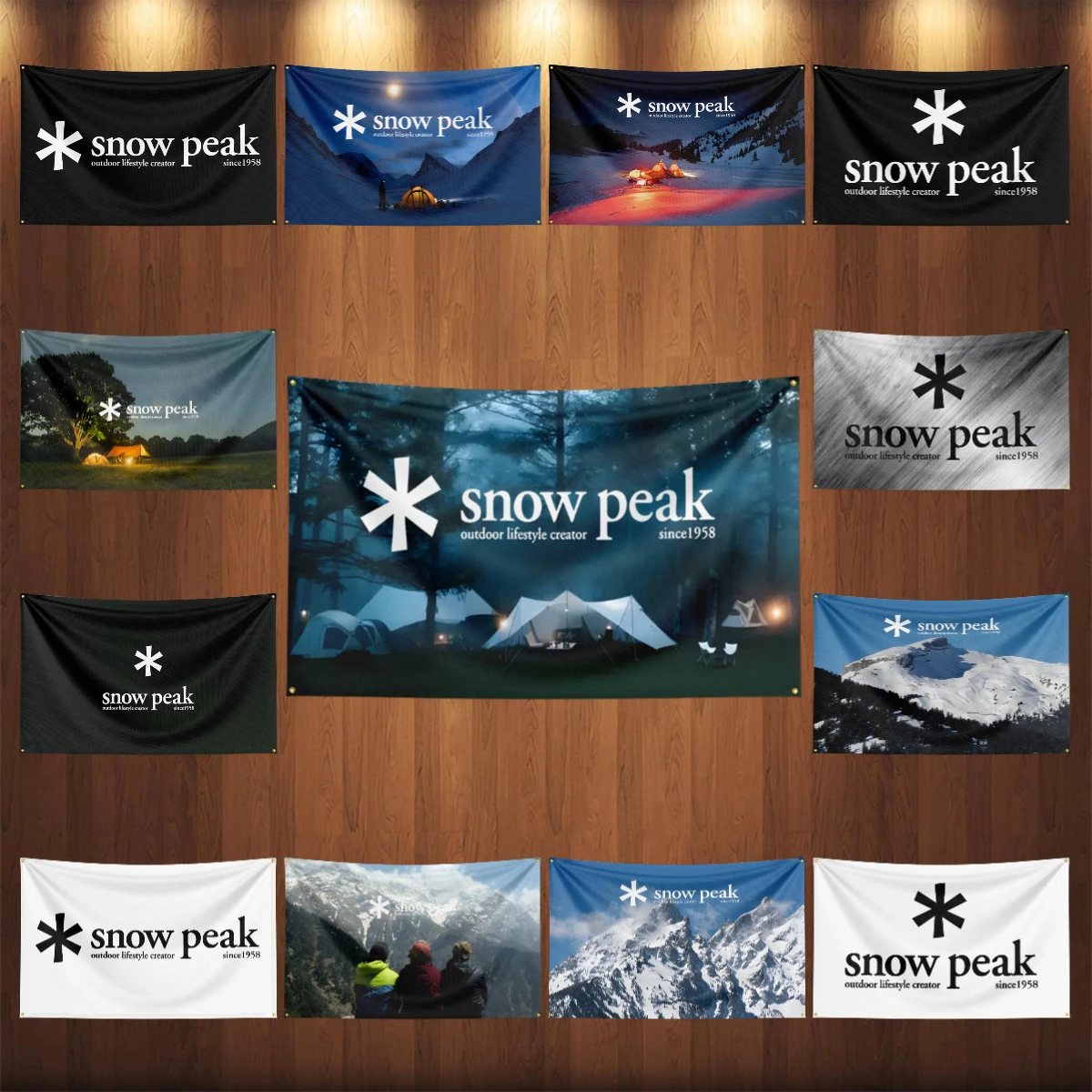 90x150cm Snow Peak Flag Poster Tapestry Polyester Printed Outdoor Camping Lifestyle Creator Banner For Decoration