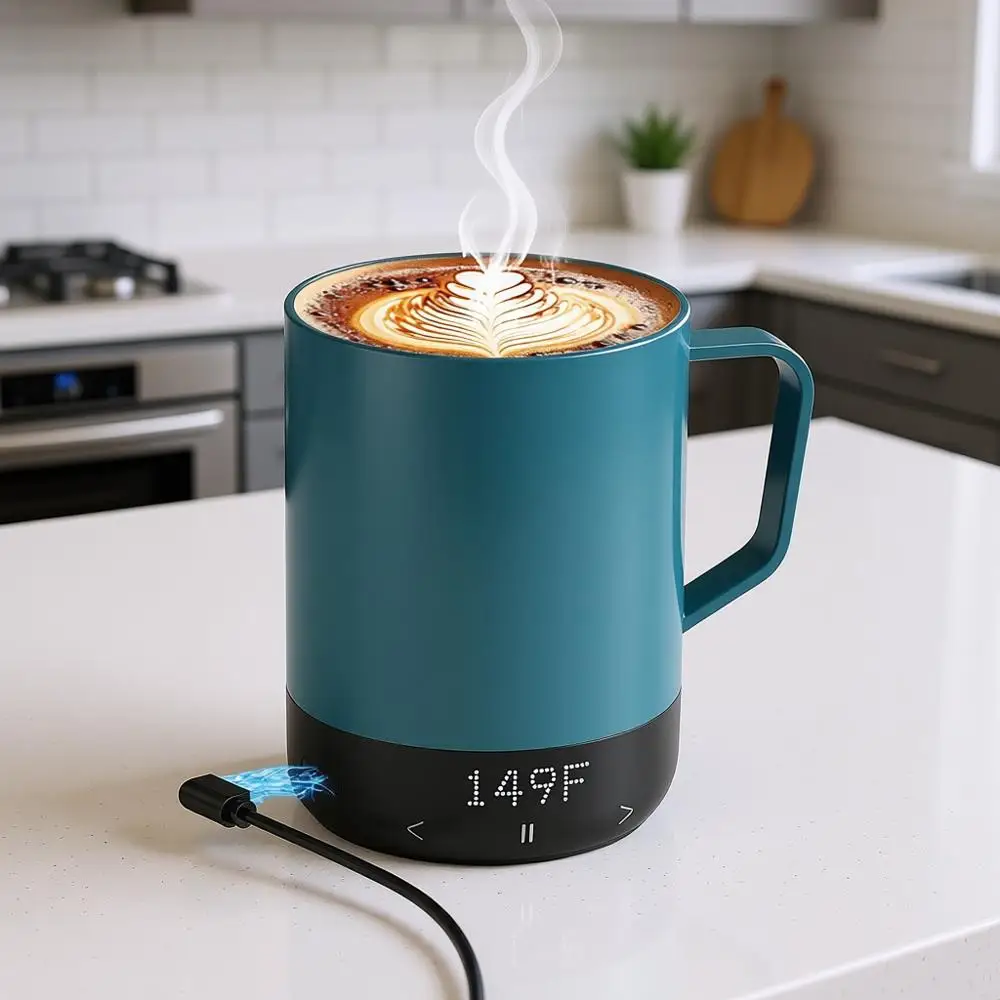 

Магнитная зарядная кружка с функцией самонагрева, умный подогреватель для кофе с управлением через приложение, 120 минут подогрева до температуры до 149°C. ℉ Подарки