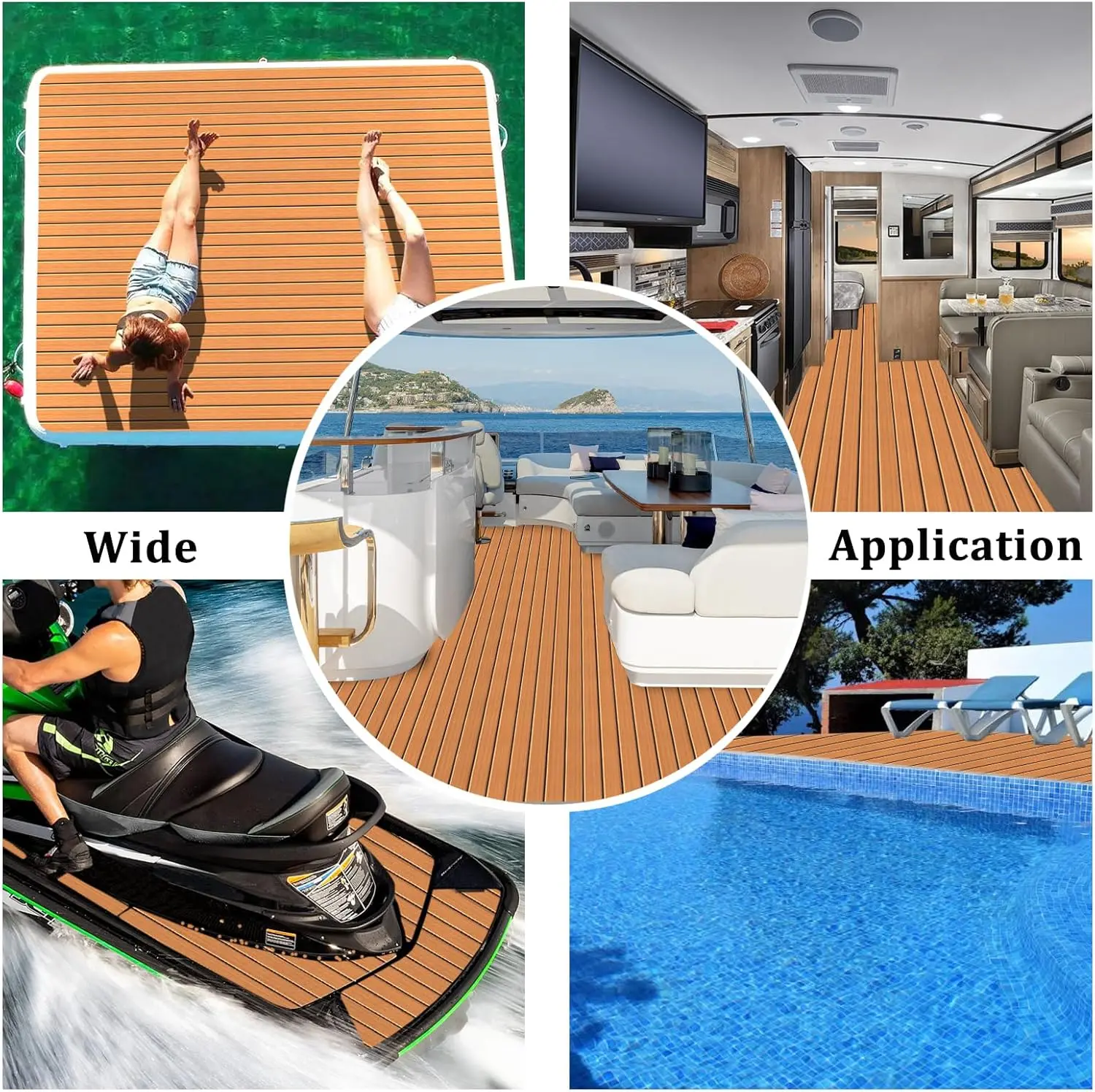 2400x45cm Marine EVA Foam Boat Flooring Pad Self Adhesive Non-Slip Faux Teak Decking Sheet Pad for Boat Yacht Jet Ski Deck Mat - view 6