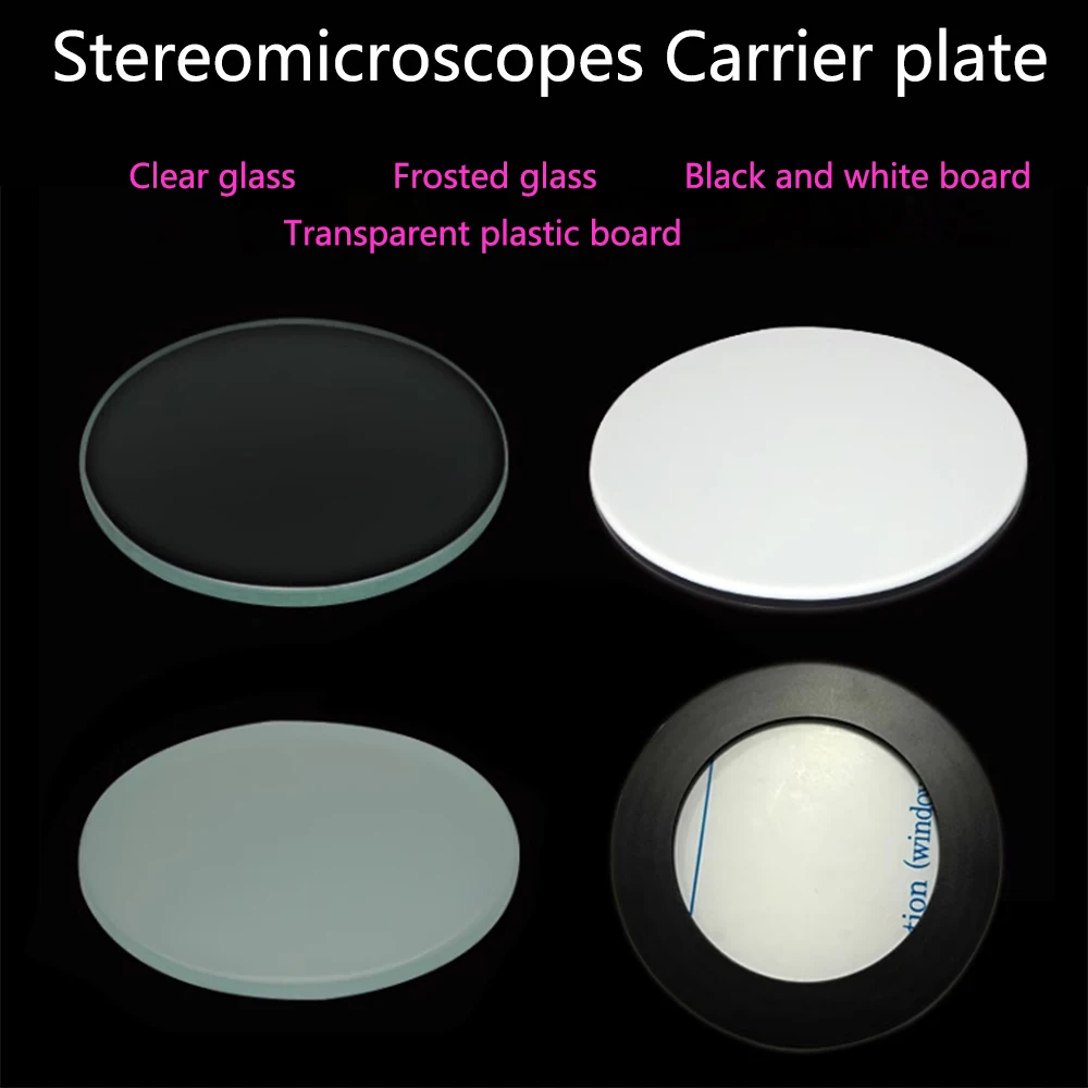 Work Stage Stereo Microscope Transparent Transmission Frosted Glass Plastic Board Round Black White Plate Microscope Accessories