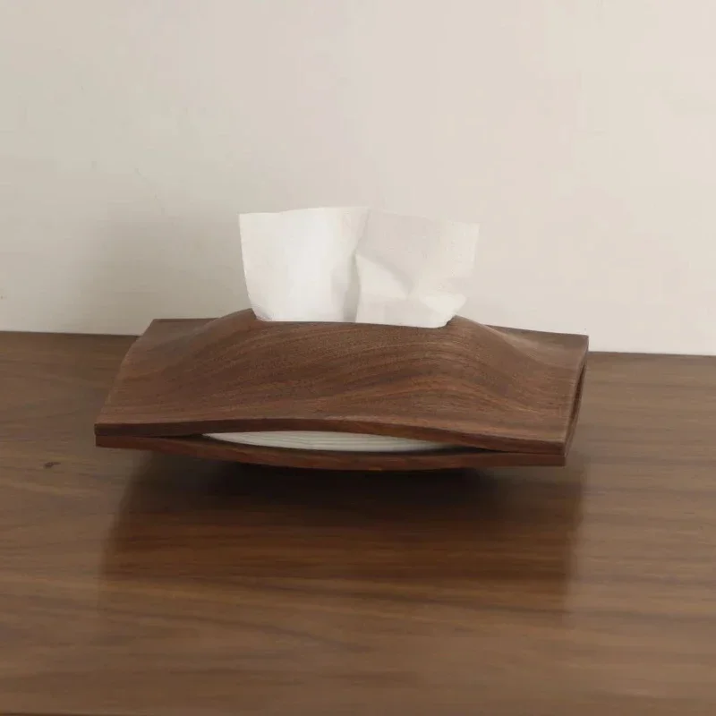 Black Walnut Tissue Box Living Room Paper Box Office Coffee Table Desk Decoration Tissue Box Paper Towel Case Crafts Ornaments