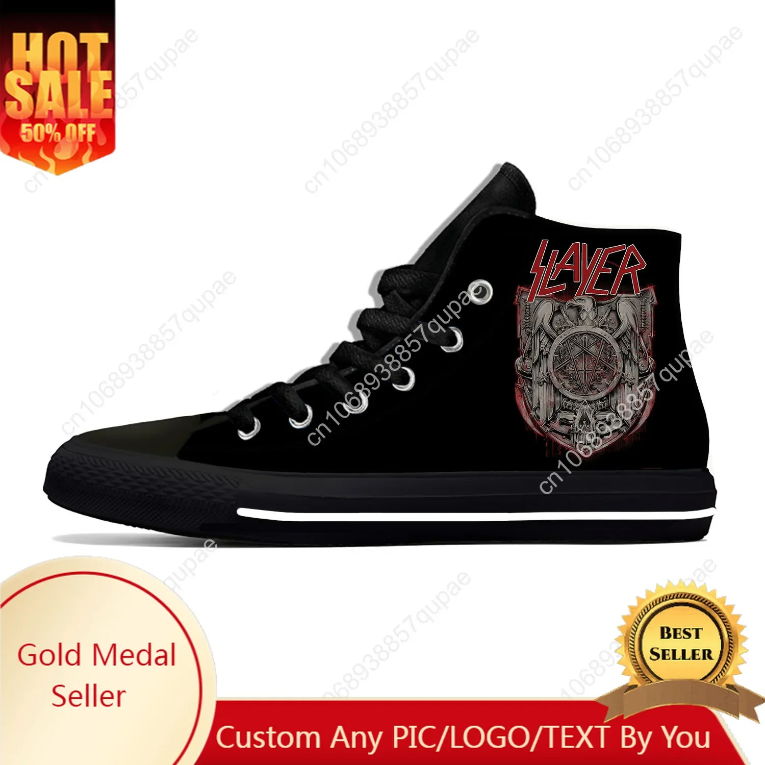 

Slayer Heavy Metal Rock Band Horror Страшная модная повседневная обувь Высокие дышащие мужские и женские кроссовки Легкие туфли для доски