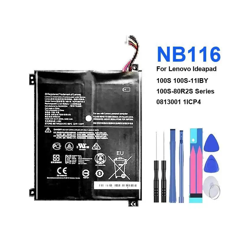Battery For Lenovo Ideapad 100S 100S-11IBY 100S-80R2S 0813001 1ICP4 145-2 5B10K37675 NB116 8400Mah
