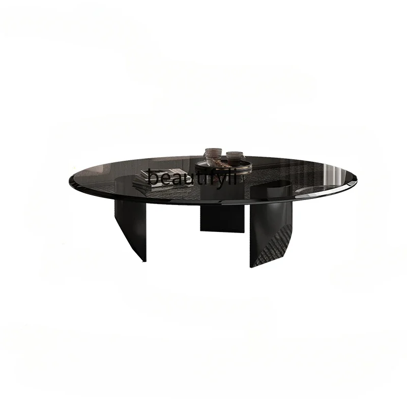 

S Modern Minimalist Suspension Tempered Glass Tea Table Italian Minimalist Large and Small Apartment Type Living Room Home