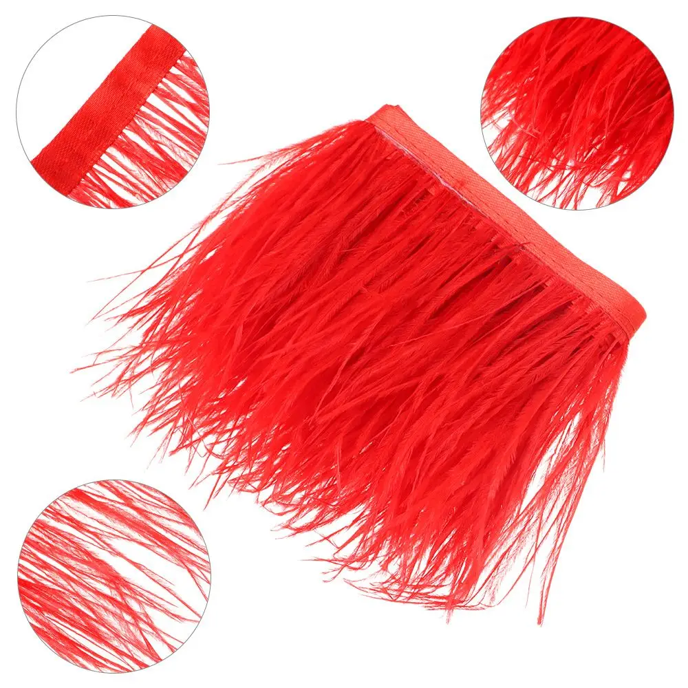 Women's Fashion Crafts Accessories DIY Wedding Dress Plumes Ribbon Selvage Ostrich Feathers Trim 1 Meter Long 8-10 CM Wide