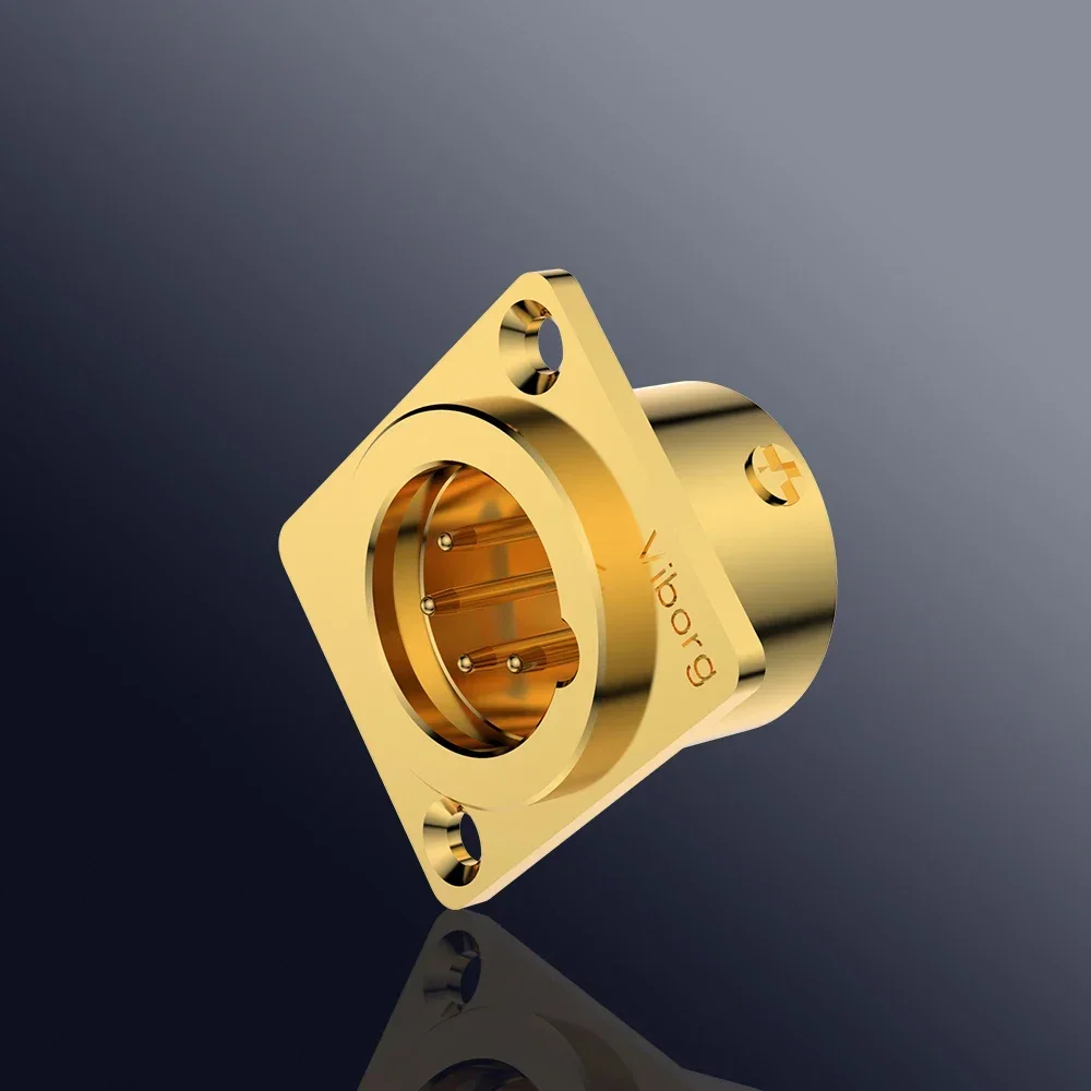 VIBORG CM204G CF204G 4pin ذكر أنثى الهيكل لوحة المقبس XLR موصل قابس جاك Hifi الصوت ميكروفون أمبير لتقوم بها بنفسك 24K مطلية بالذهب