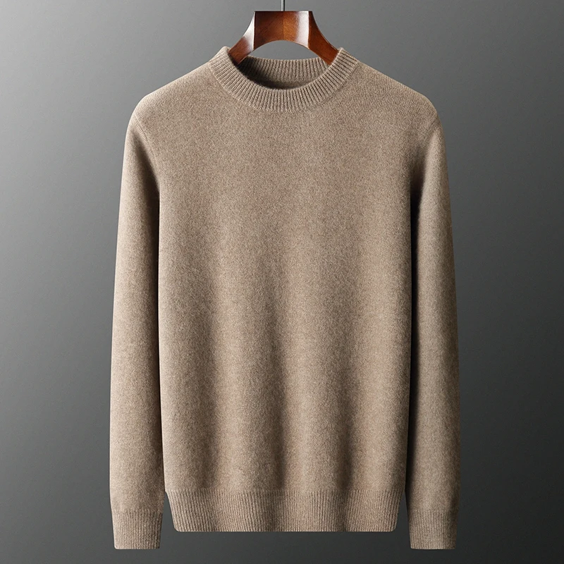 

100% GOAT CASHMERE Knitted Pullover Winter Thickened Men Sweaters ONECK Soft Warmer Full Sleeve Jumpers Solid Color Male Clothes