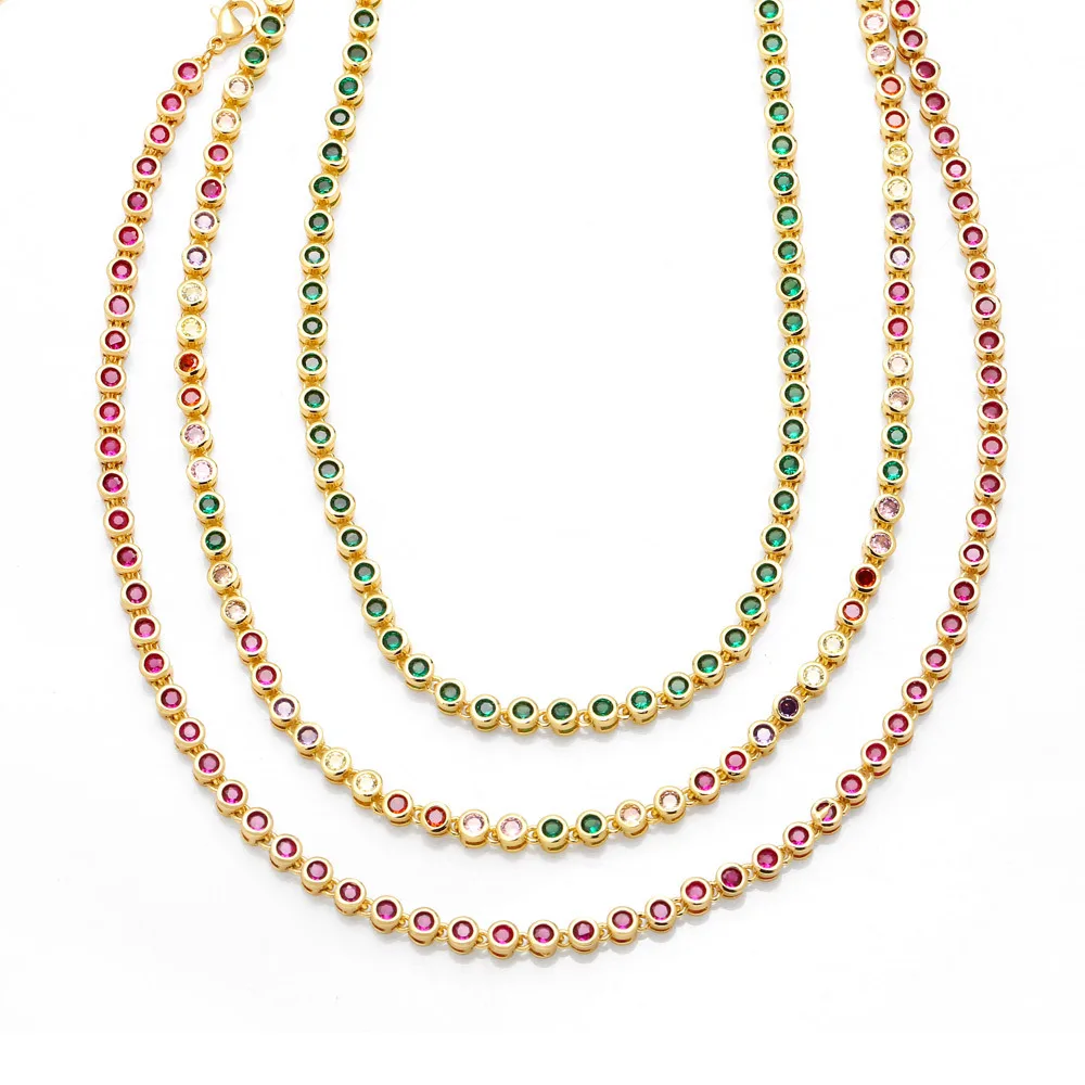 

WT-BFN056 WKT 2023 Fashion Style Copper-Encrusted Zircon Necklace Yellow Brass Women Attractive Girl Party Jewelry