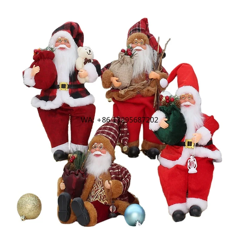 

Custom Logo Christmas Santa Claus High Quality Home Decor Gift Dolls PP Cotton Filled Christmas Plush