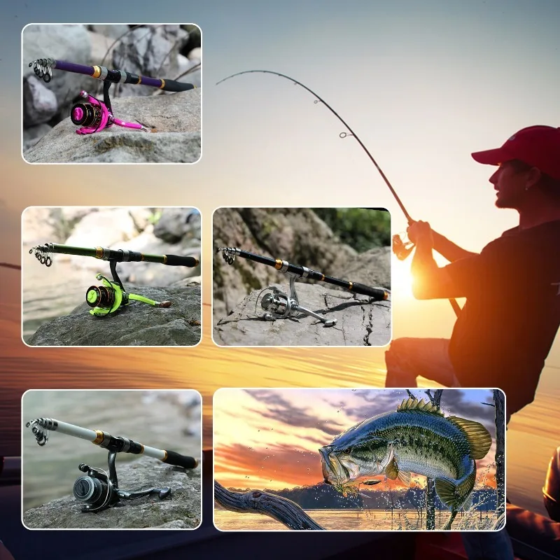 Sougayilang Spinning Fishing Combo 1.8m-2.7m Glass Fiber Telescopic Fishing Rod and 1000-3000 Size Spinning Fishing Reel Pesca