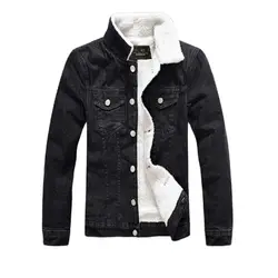 2024 Men's Casual Denim Jacket / Male Wool Denim Coat Winter New Thick Warm Fashion Boutique Solid Color  Large Size S-6XL