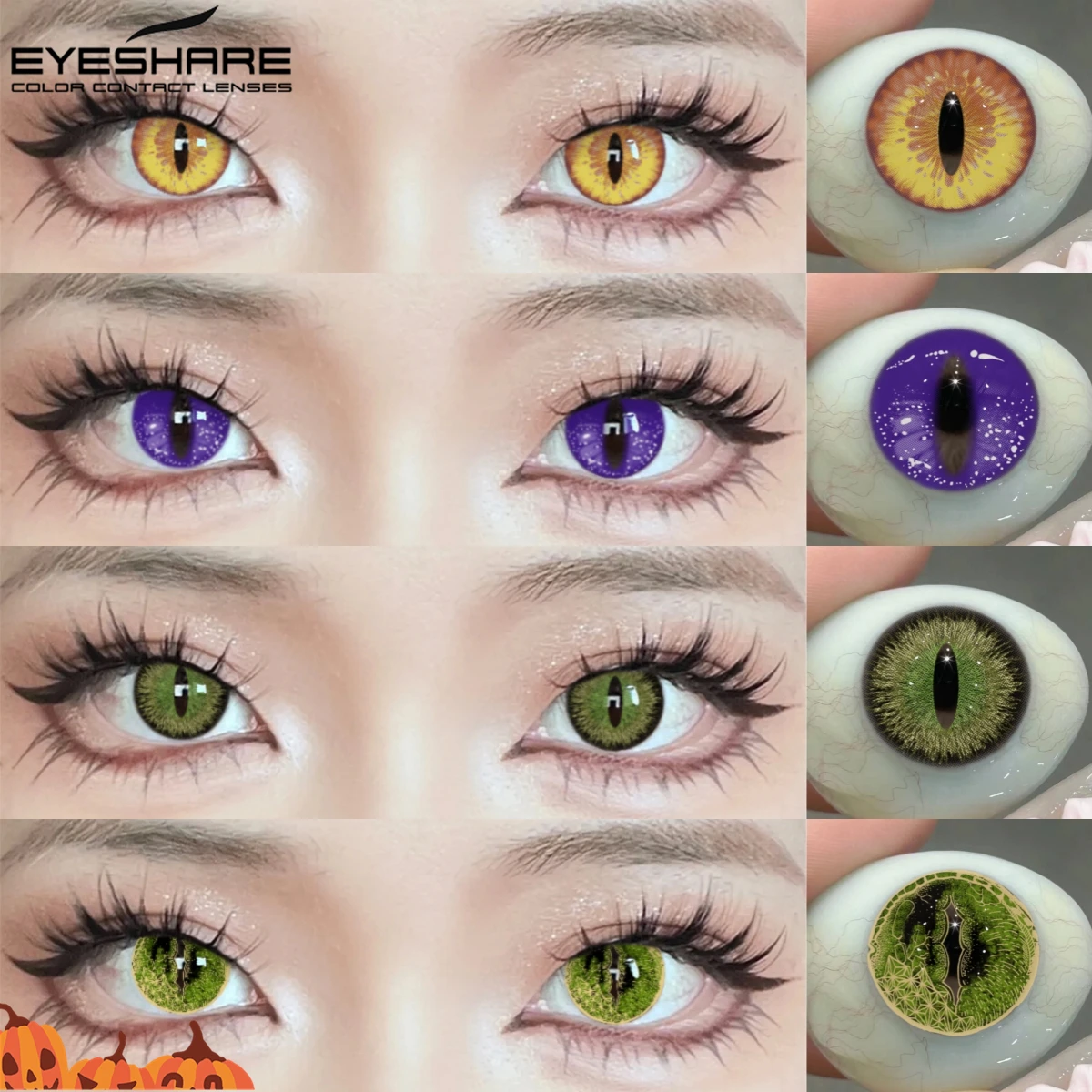 EYESHARE Cateye Weiße Linsen Halloween Farbige Kontaktlinsen Für Dragon Maid Cosplay Augen Objektiv Anime Grün Make-Up Schönheit Schüler