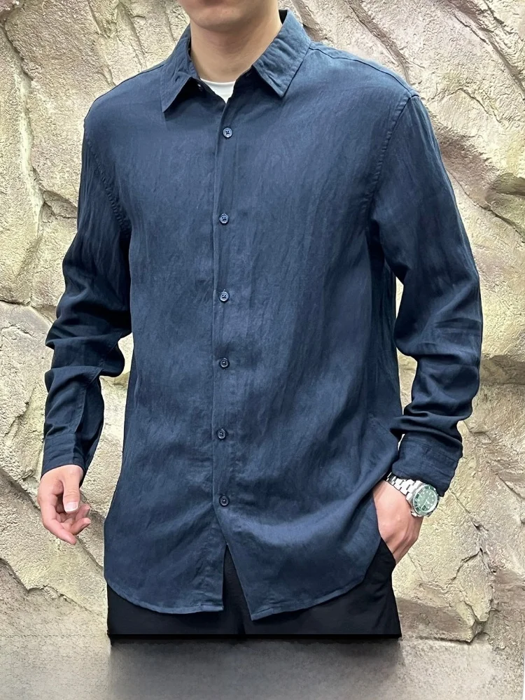 

Linen Mix Long Sleeve Shirt for Men Skin-friendly Breathable Casual Style Standard Fit Summer Fashion High-end Shirt