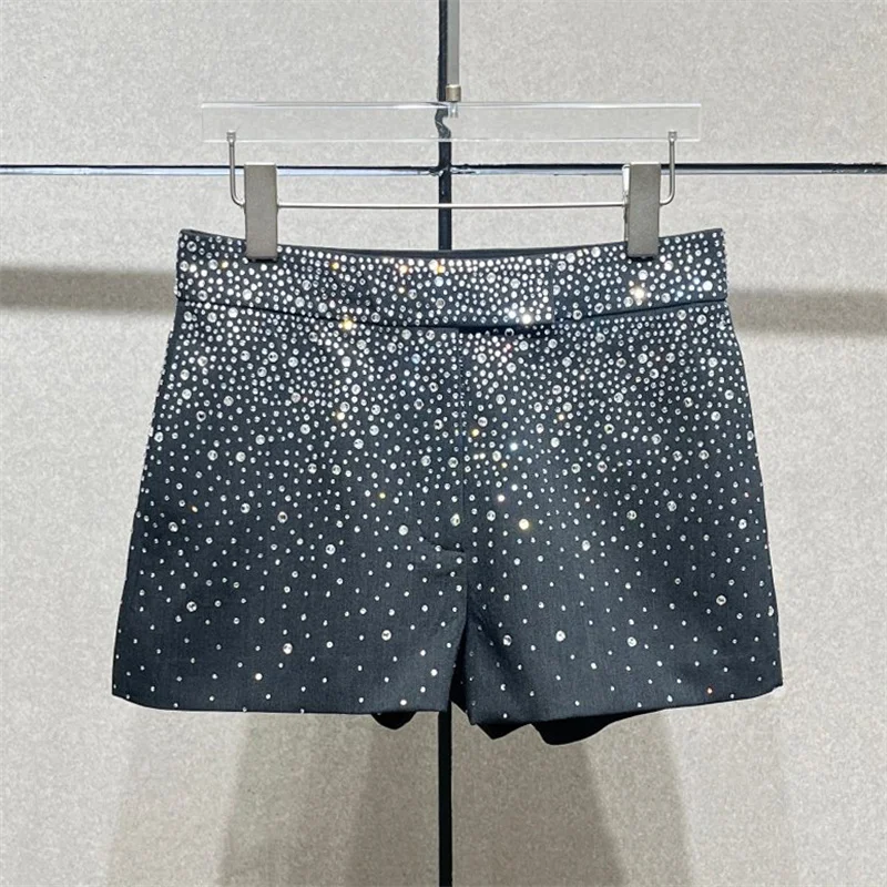 

Women's shorts New high waisted slim fit mini pants for spring 2026 Sparkling rhinestone decoration spicy girl super shorts y2k