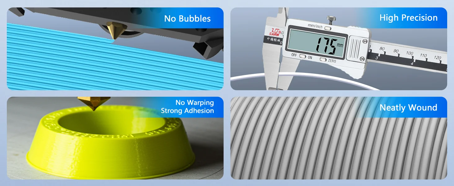 JAYO 3D PLA Nachfüllpack 3D-Drucker Filament 1,1kg Wiederverwendbare Spule zum Nachfüllen für Bambu Lab mit Geringer Verformung Passend für die Meisten Wiederverwendbaren Spulen – Detail 3
