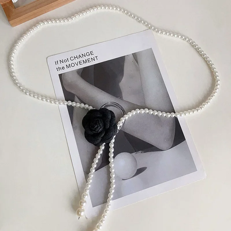 1 قطعة حزام الخصر اللؤلؤ المرأة نمط جديد كاميليا الزخرفية تنوعا حزام الخصر مطابقة معطف على شكل ثوب سترة حزام الموضة الأنيقة