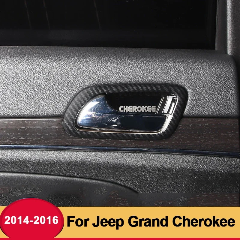 For Jeep Grand Cherokee 2014 15 16 17 2018 2019 2020 ABS Accessories Inner Car Door Handle Bowl Frame Cover Trim Car Styling