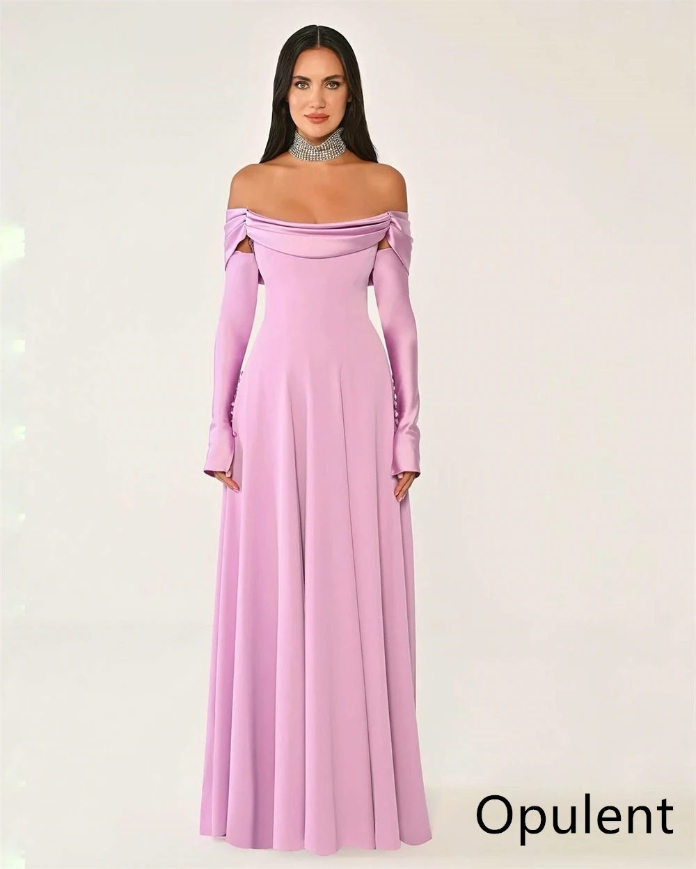 Aangepaste moderne roze jersey avondjurk boothals uit de schouder lange mouwen celebrity jassen homecoming jurk mode