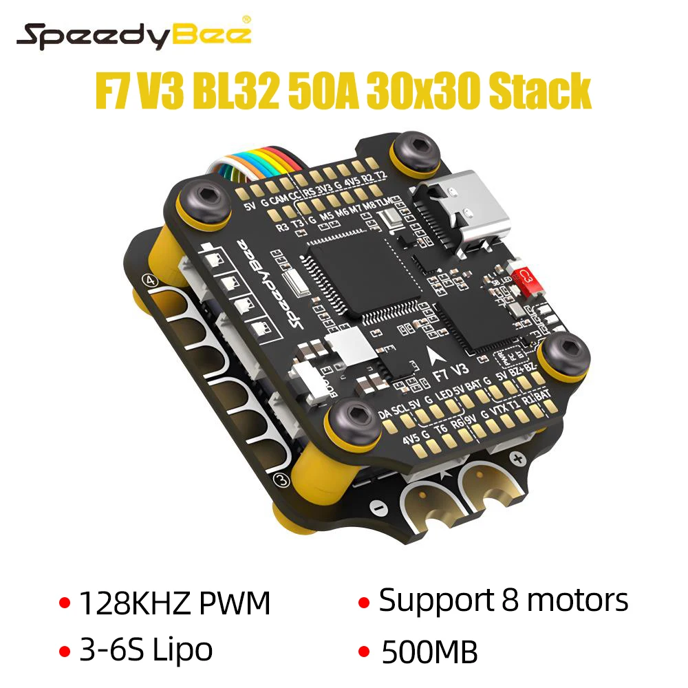 SpeedyBee F7 V3 Flight Stack 3-6S Lipo F7 V3 Flight Controller & BL32 50A ESC 30,5x30,5mm 500MB Flash voor RC FPV Freestyle Drone