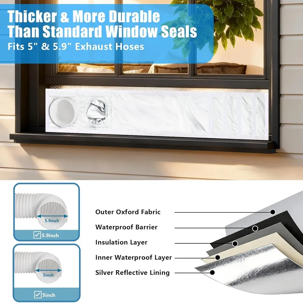 Portable Air Conditioner Sealing Cloth 28x162cm Oxford Fabric Window Kit For Sliding Sash Patio Door Indoor Air Quality Parts