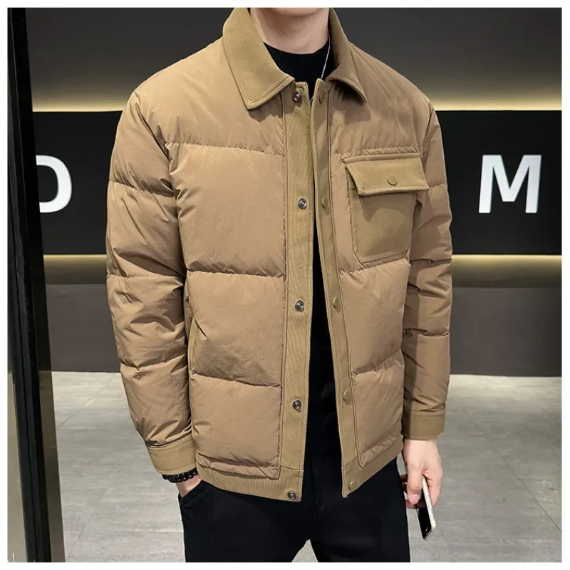 2024 Winter Down Jacket Men Fashion Lapel Three-Proof Puffer Coat Light Warm Slim Fit Casual Business Outdoor Down Jacket Puffer