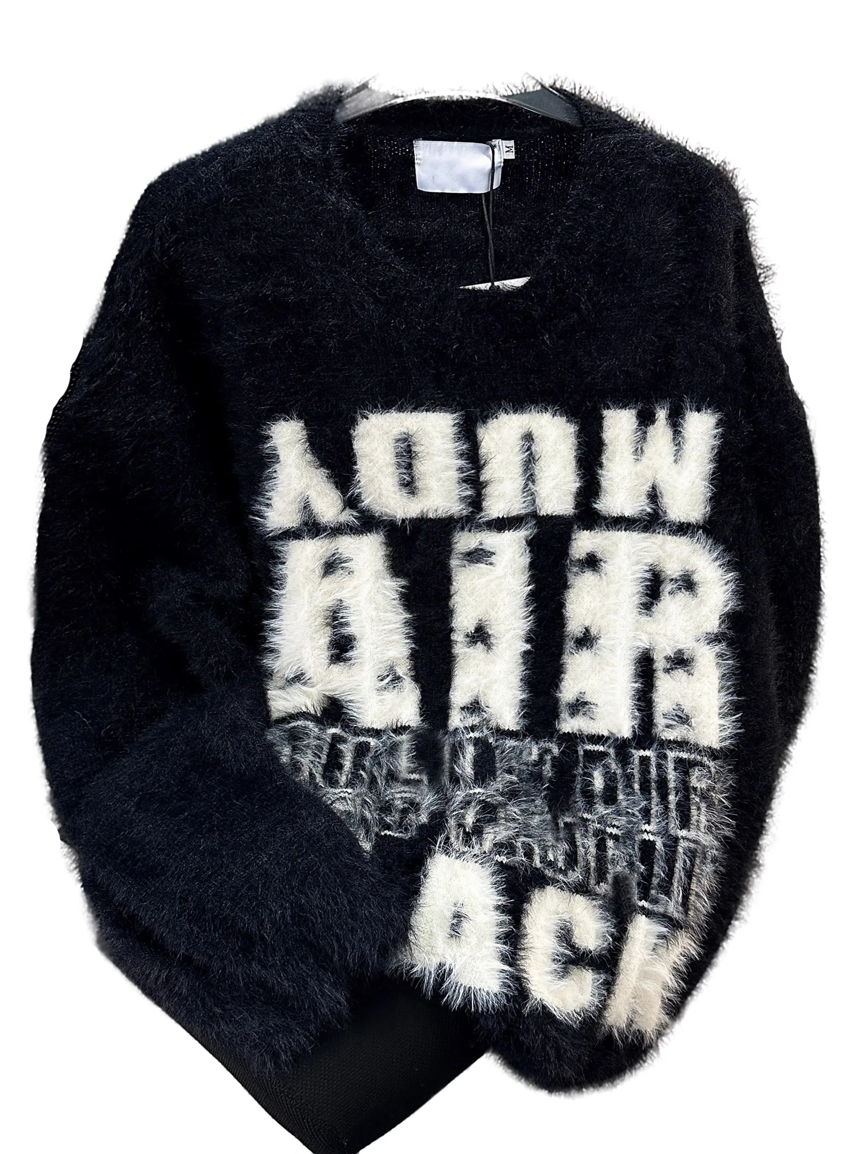 

Мужская верхняя одежда, свитер премиум-класса с вышивкой букв, свободная пара, вязаная одежда, осень-зима, ленивый Sle, норковый бархат