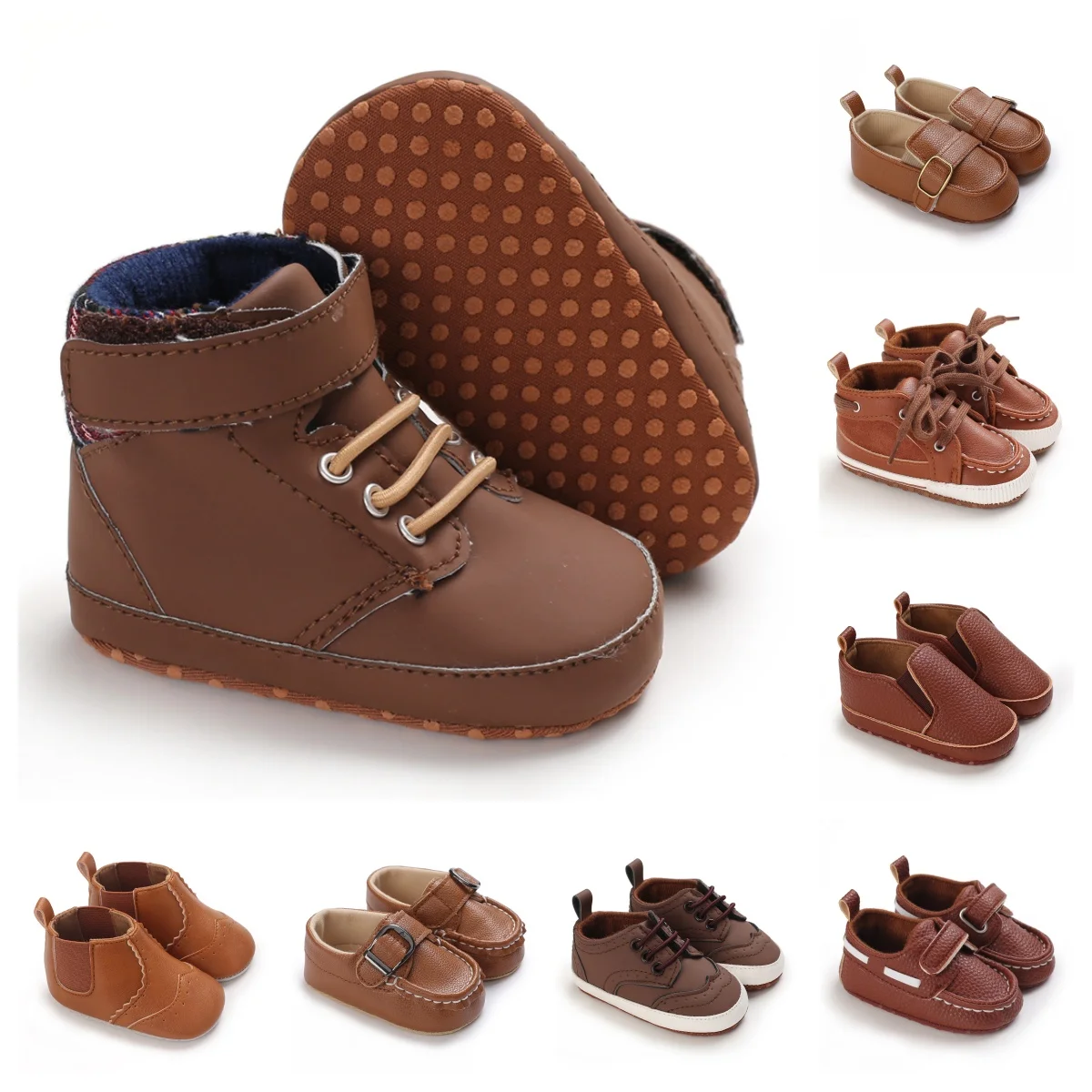 

Коричневая детская обувь для крещения для мальчиков и девочек, повседневная нескользящая детская обувь на мягкой подошве для детей 0-18 месяцев, детская прогулочная обувь