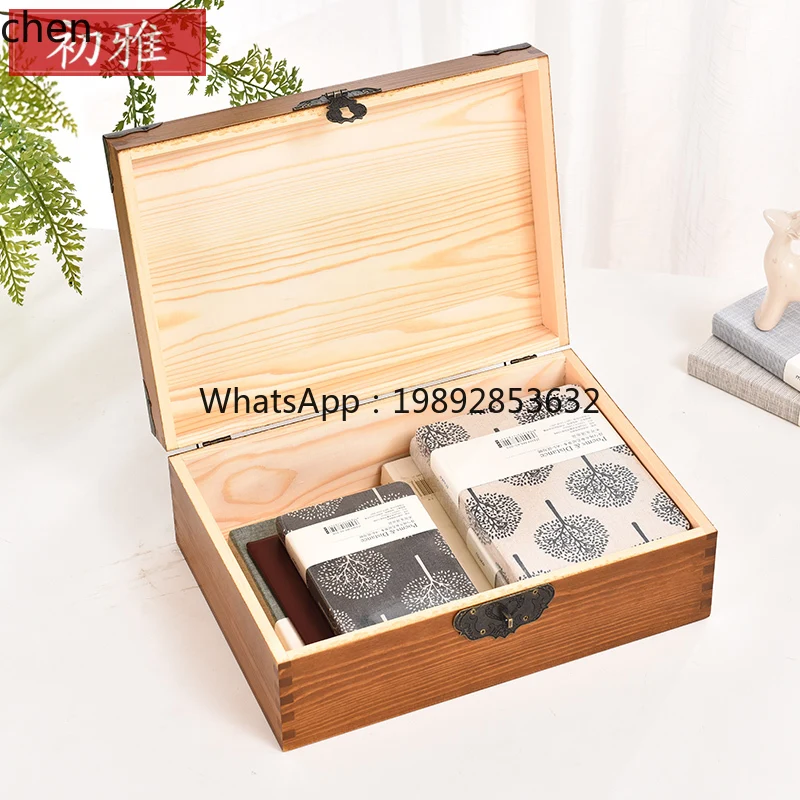 

Lockable Storage Box Solid Wood Desktop Organizer Small Box Password Wooden Box for Home